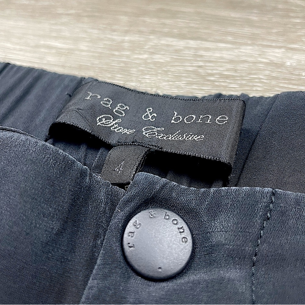 Rag & Bone Store Exclusive Black Silk and Lycra Relaxed Fit Tapered Trousers - Picture 10 of 11